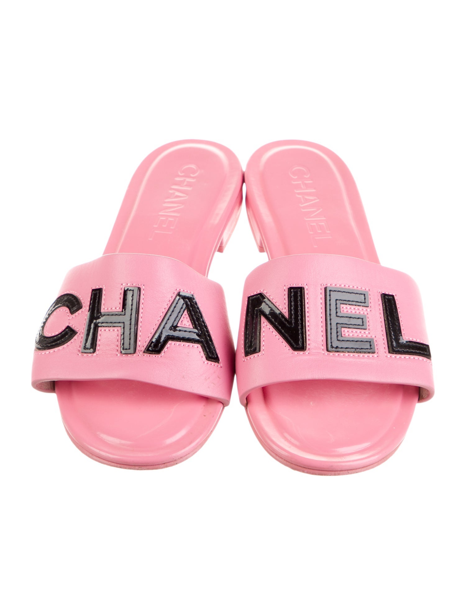 Chanel Leather Printed Slides